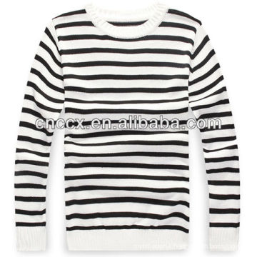 PK17ST234 latest design black and white striped sweater shirts for men